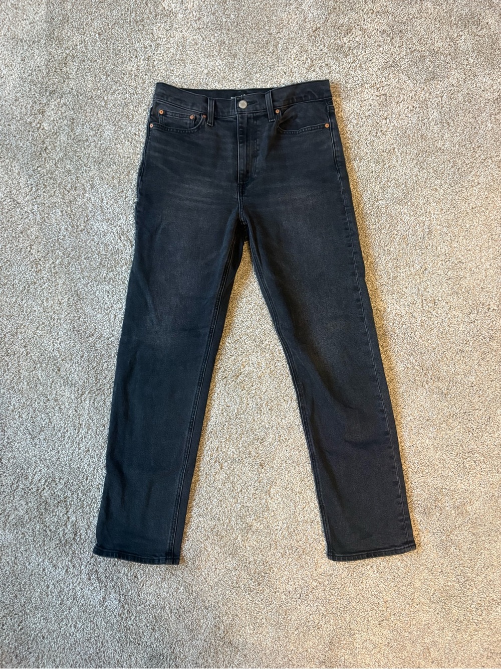 Denim Forum High Rise Straight Jeans Washed Black